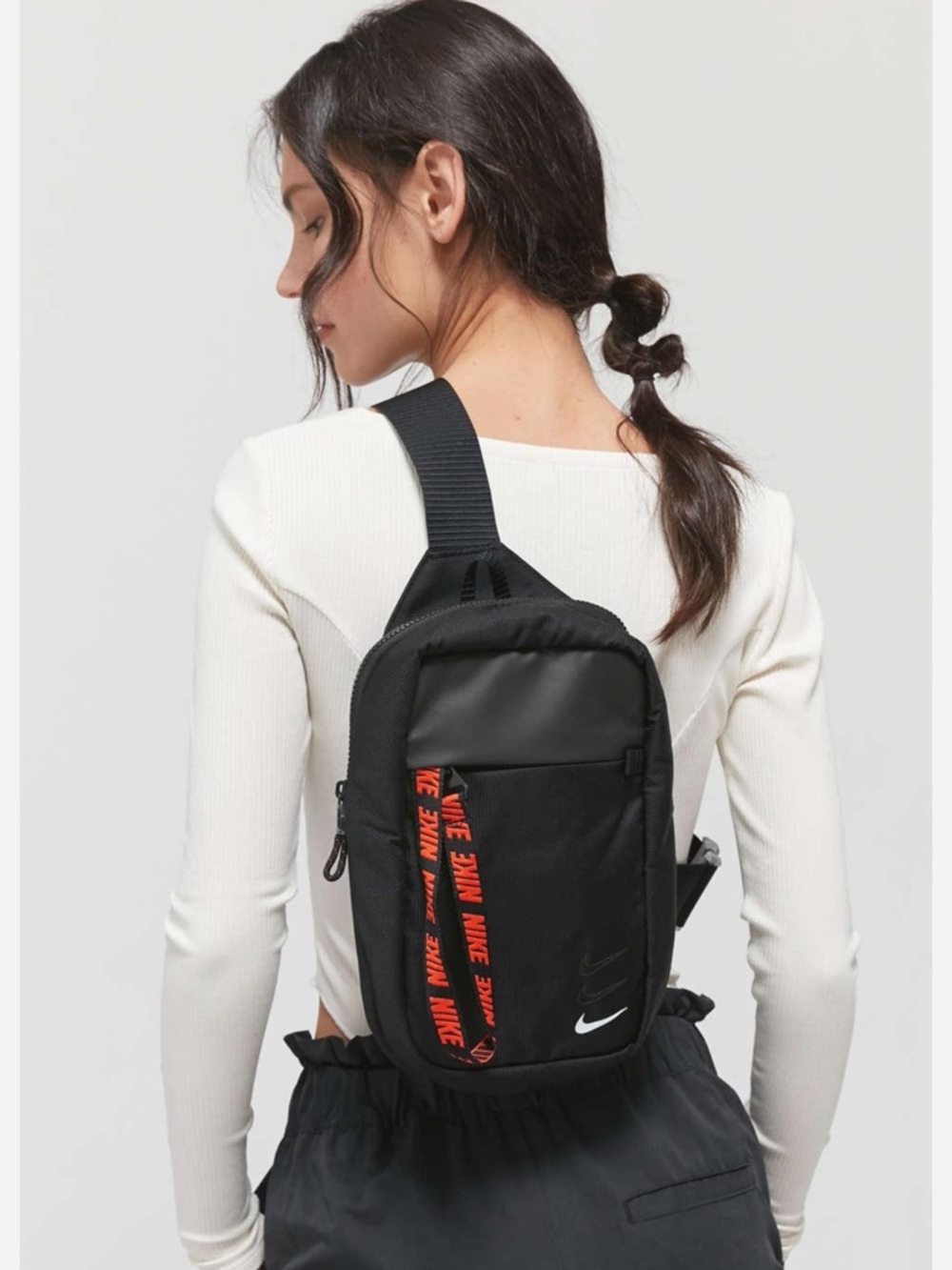 Nike Black Sling Bag with Orange Branded Strap